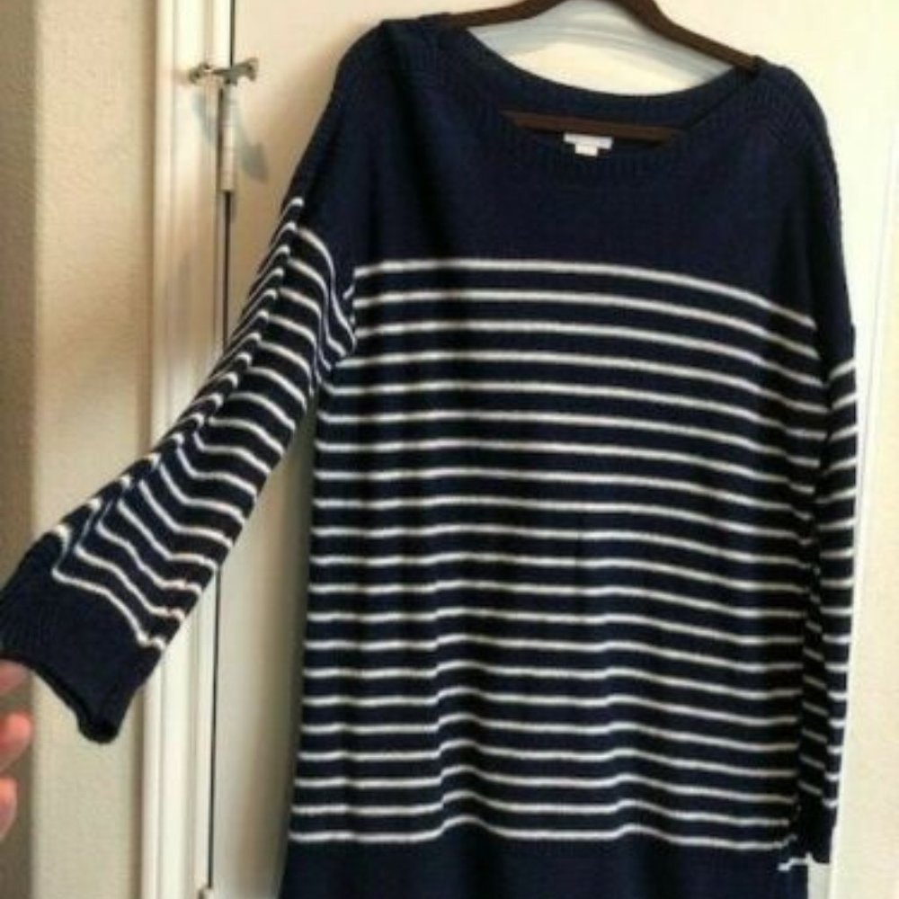 Old Navy Long Sleeved Navy Blue Striped Sweater